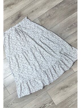 Cottagecore Ditsy Floral Tiered Front Slit Prairie Maxi Skirt *No Size Tag*